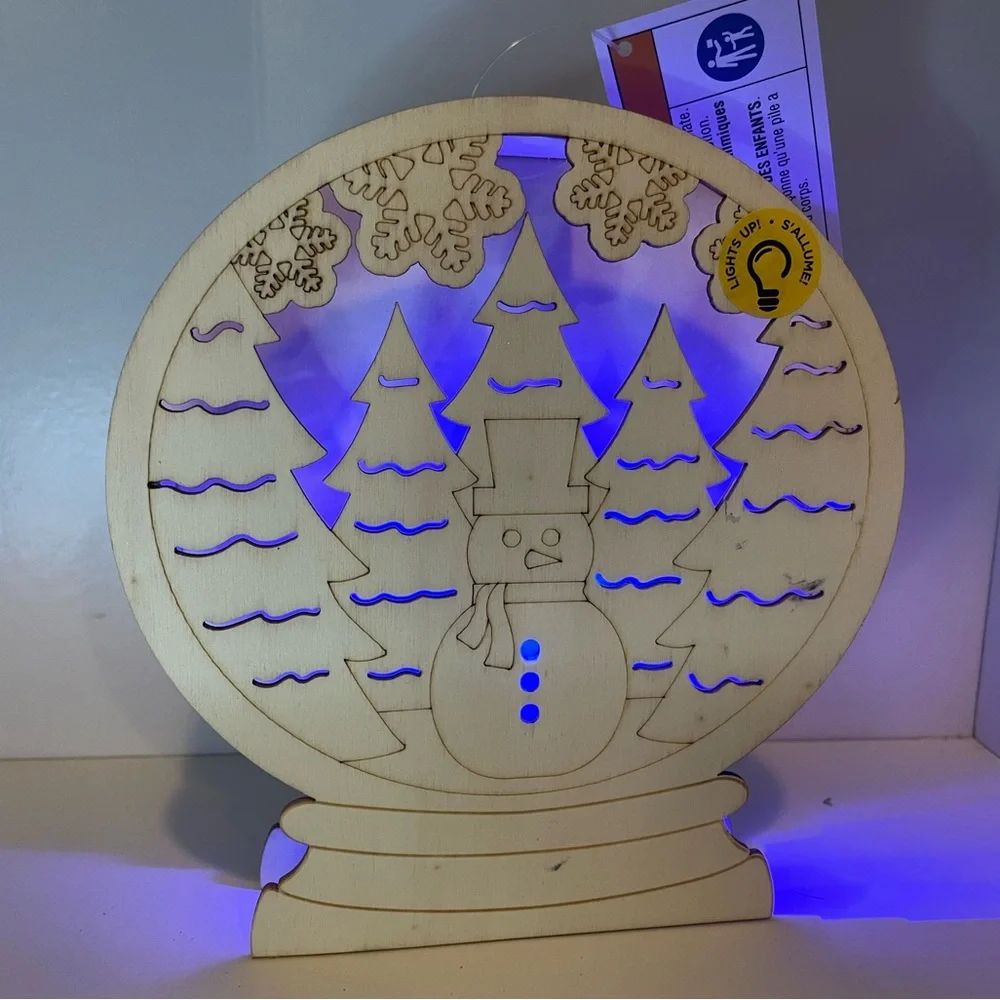 Light up LED Snowman & Christmas tree Snow globe,Paintable Christmas Craft Decor